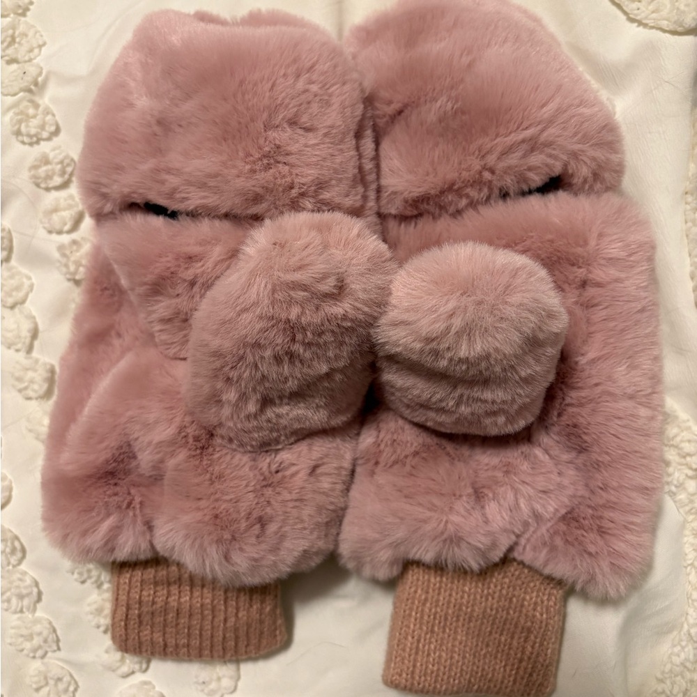 Plush Pink Mittens